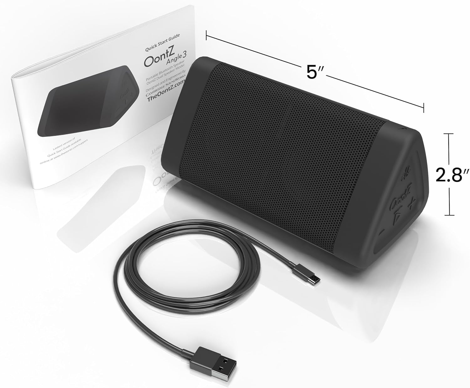 Oontz Angle 3 Bluetooth Speaker, up to 100 Ft Wireless Range, Portable Speaker for Iphone, Android Phones, Louder Volume, Crystal Clear Sound, Rich Bass, IPX5 Portable Bluetooth Speaker (Black)