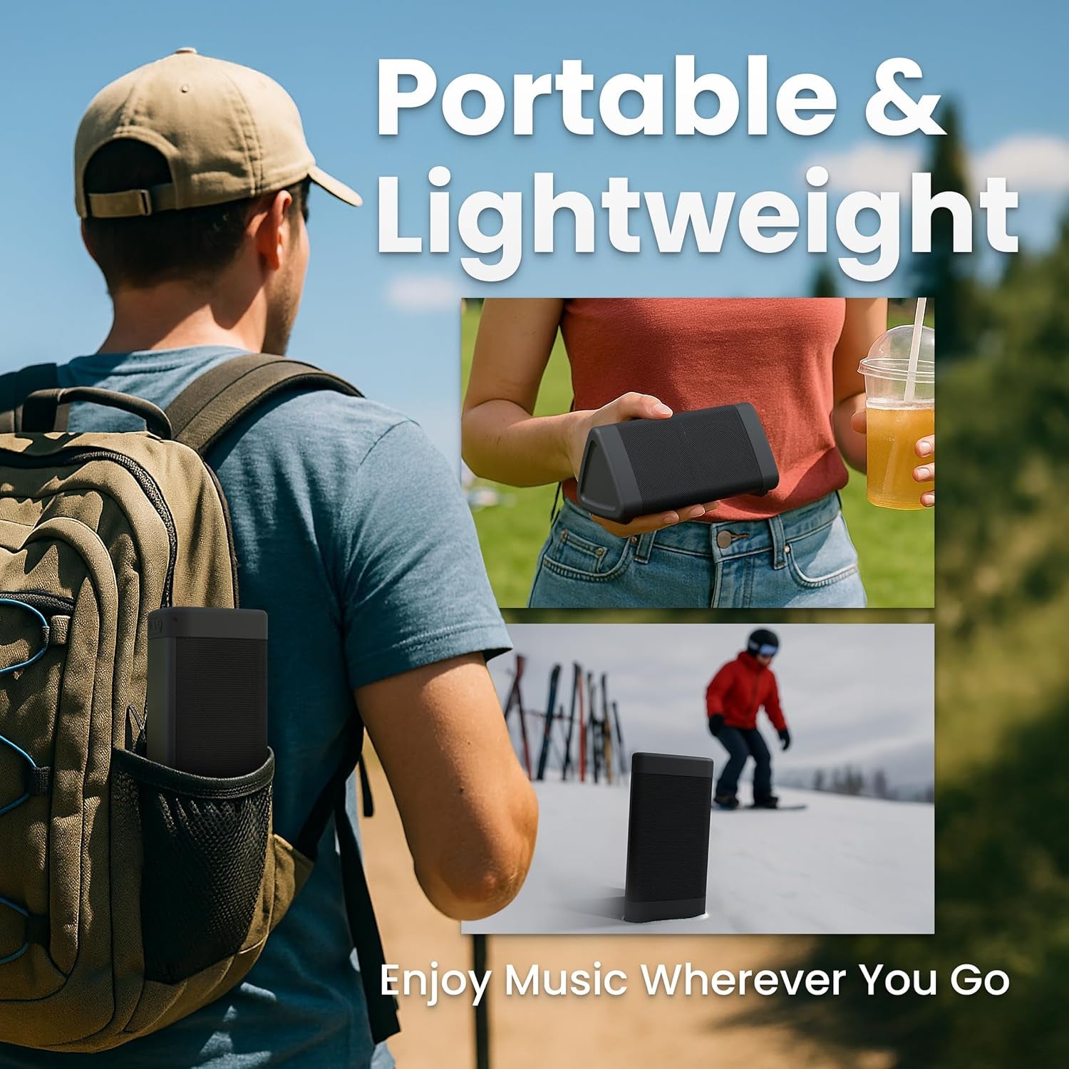 Oontz Angle 3 Bluetooth Speaker, up to 100 Ft Wireless Range, Portable Speaker for Iphone, Android Phones, Louder Volume, Crystal Clear Sound, Rich Bass, IPX5 Portable Bluetooth Speaker (Black)