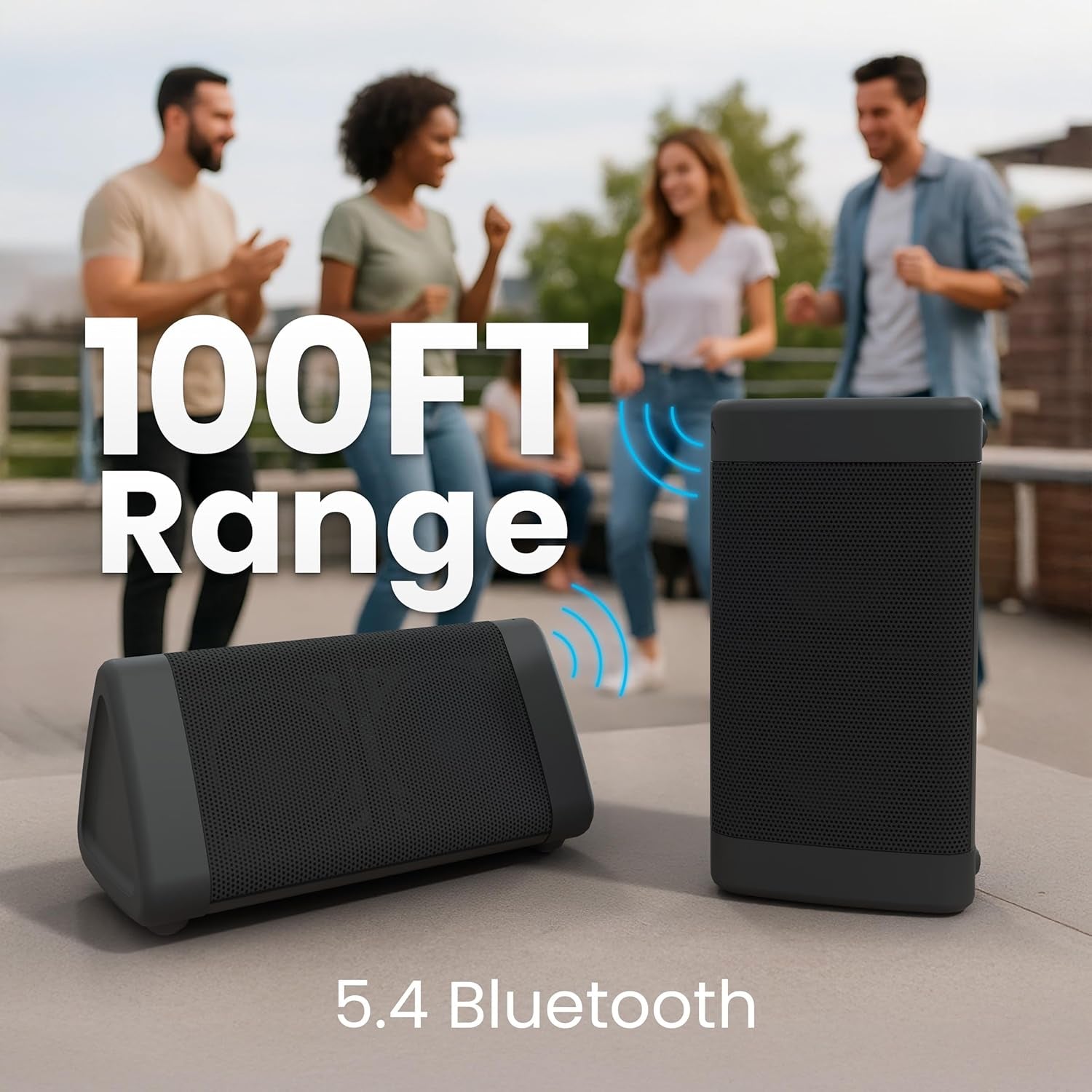 Oontz Angle 3 Bluetooth Speaker, up to 100 Ft Wireless Range, Portable Speaker for Iphone, Android Phones, Louder Volume, Crystal Clear Sound, Rich Bass, IPX5 Portable Bluetooth Speaker (Black)